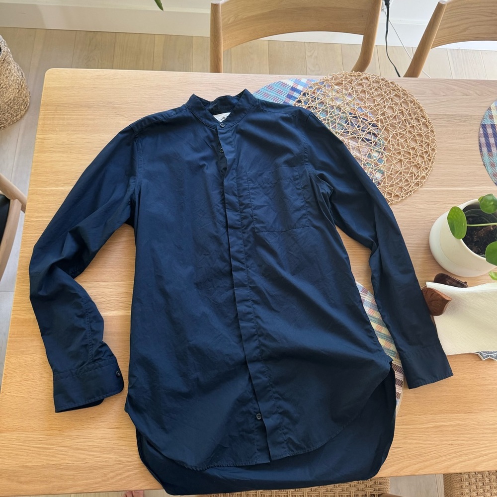 Mr porter long sleeve collarless shirt